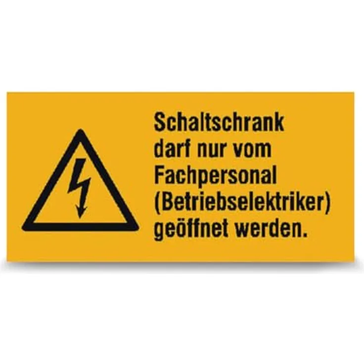 Betriebsausstattung24 Warnkombischild "Schaltschrank darf nur von Fachpersonal geöffnet werden", selbstklebend, PVC-Folie, 13,1 x 6,5 cm, gelb-schwarz
