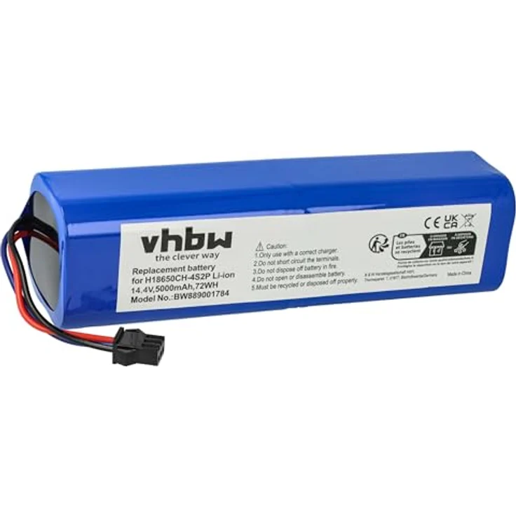 vhbw Akku kompatibel mit Lydsto S1, S1 Pro, R1 Pro, Coredy, G2, L900, R1 Saugroboter, 5000 mAh, 14,4 V, Li-Ion, hohe Kapazität, kurzschlussgeschützt – Bild 1