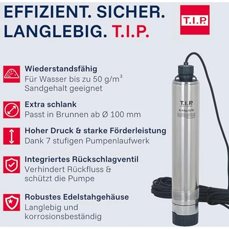T.I.P. AJ 4 Plus 55/50 30104 Tiefbrunnenpumpe – Bild 6