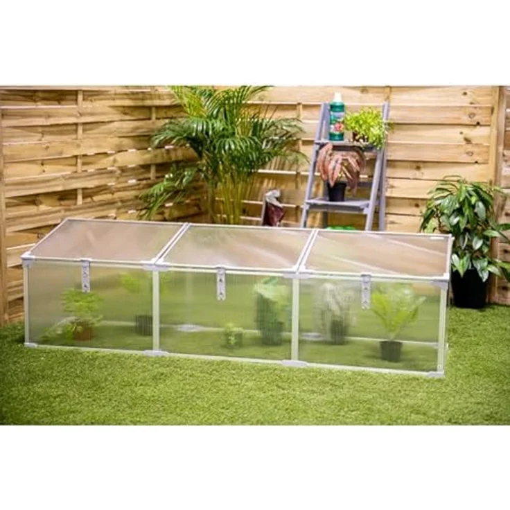 Grindi Frühbeet Mini Gewächshaus aus Aluminium für den Garten Balkon polycarbonat 4 mm, 180X51X51cm arretierbares Dreifachdach nutzbar als Treibhaus Tomatenhaus Frühbeetkasten Magnolia III, freistehendes Gartengewächshaus in Silber – Bild 2