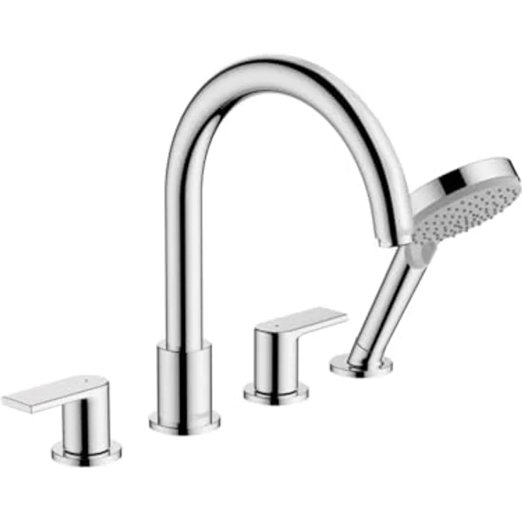 hansgrohe Wasserhahn für Badewanne Dusche, 4 Löcher, Lack Shape, Chrom – Bild 1