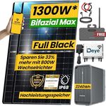 EPP.Solar® 1000W Balkonkraftwerk mit Marstek B2500-D Speicher und DEYE 800W WIFI Wechselrichter, 2x440W Bifaziale Glas/Glas n-Type, 2,24 kWh Speicher, Smart Mini Anlage in Schwarz