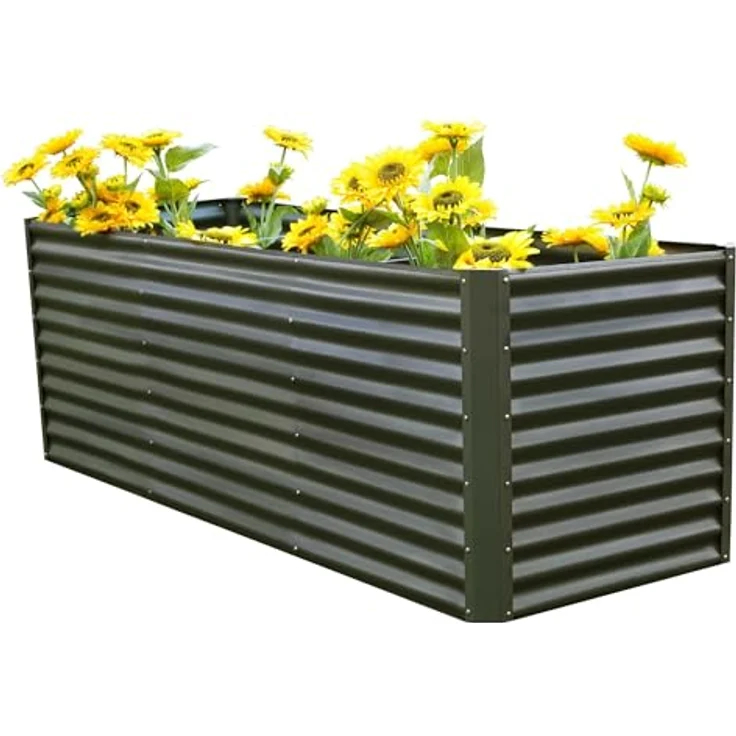 OUTFLEXX Hochbeet-Set aus Zinkalume in Anthrazit, ca. 180+80 cm, mit Erweiterung und Arbeitshöhe von 84 cm, resistente Konstruktion – Bild 1