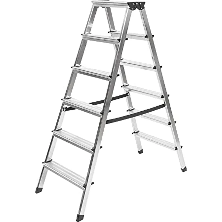 STIER Stufen Stehleiter 2x6 Stufen beidseitig begehbar – Bild 1