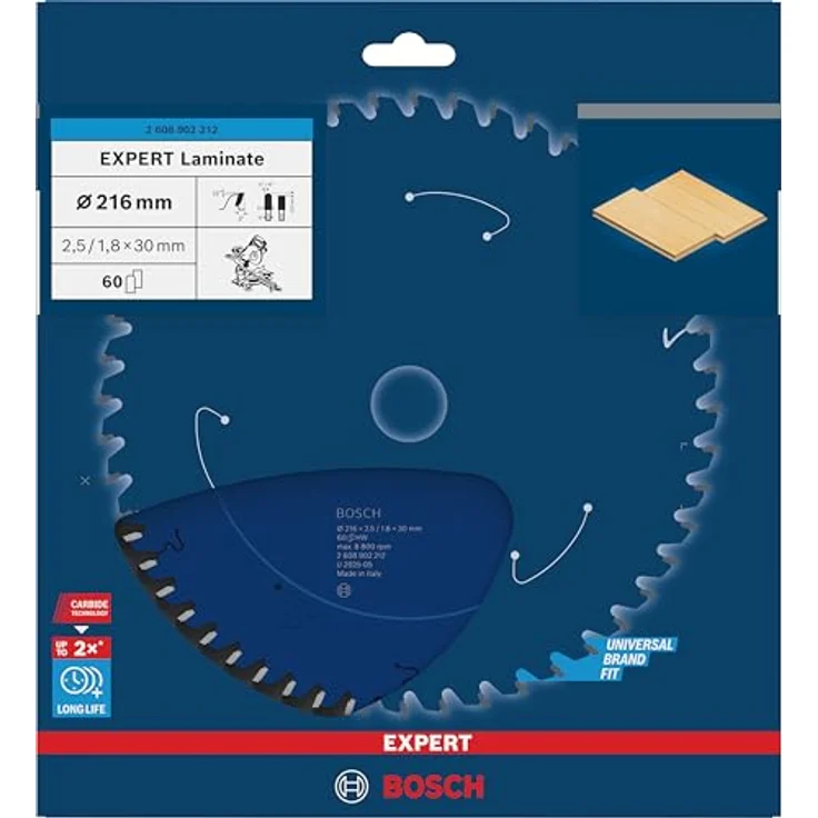 Bosch EXPERT Laminate Kreissägeblatt, 216 mm, für kraftvolles Laminatschneiden, T60, Professional Zubehör für Kapp- und Gehrungssägen – Bild 2