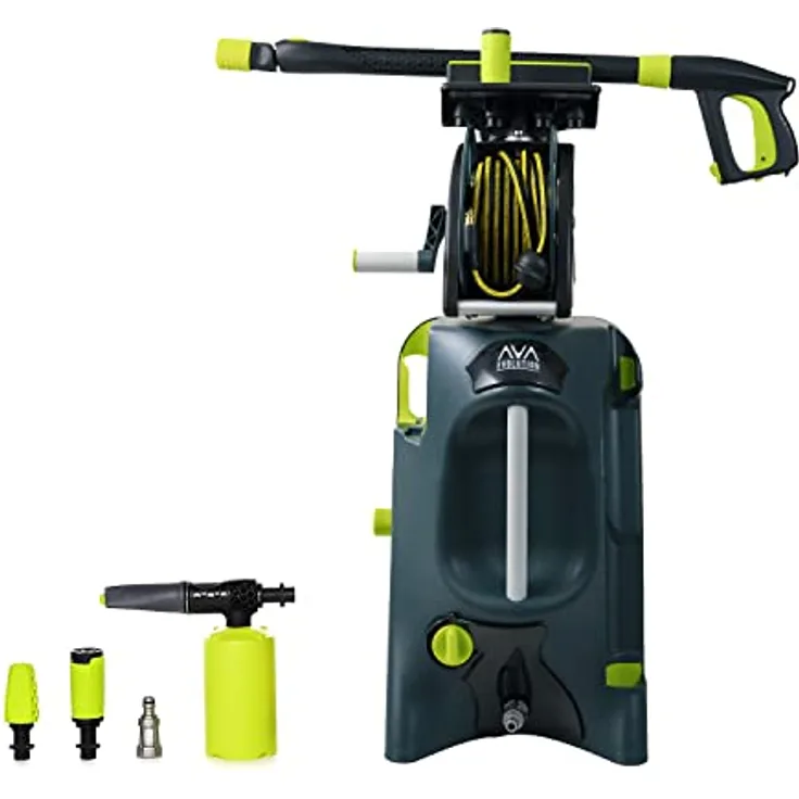 AVA Hochdruckreiniger Evolution P90 L, 160bar, 730L/h 3300W - inkl. Follow-Me Schlauchtrommel mit 15m Hockdruckschlauch, Variodüse, Dreckfräse, Hochdruckwasserpistole, Zoomlanze & Schaumdüse