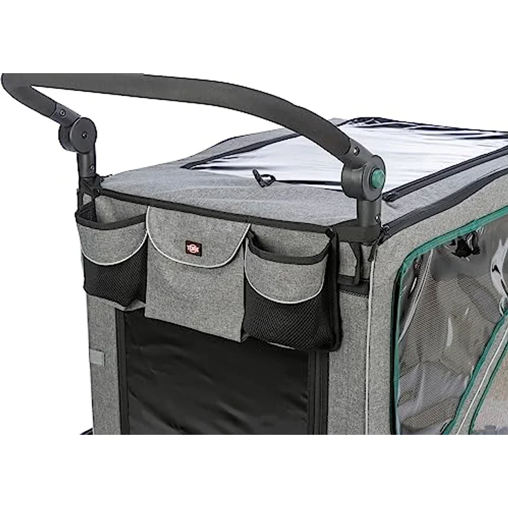 TRIXIE Fahrrad-Anhänger, S: 64 × 92 × 80/130 cm, grau/Salbei, Innenmaße: 41 × 54 × 72 cm bis zu 25 kg - 12800 – Bild 4