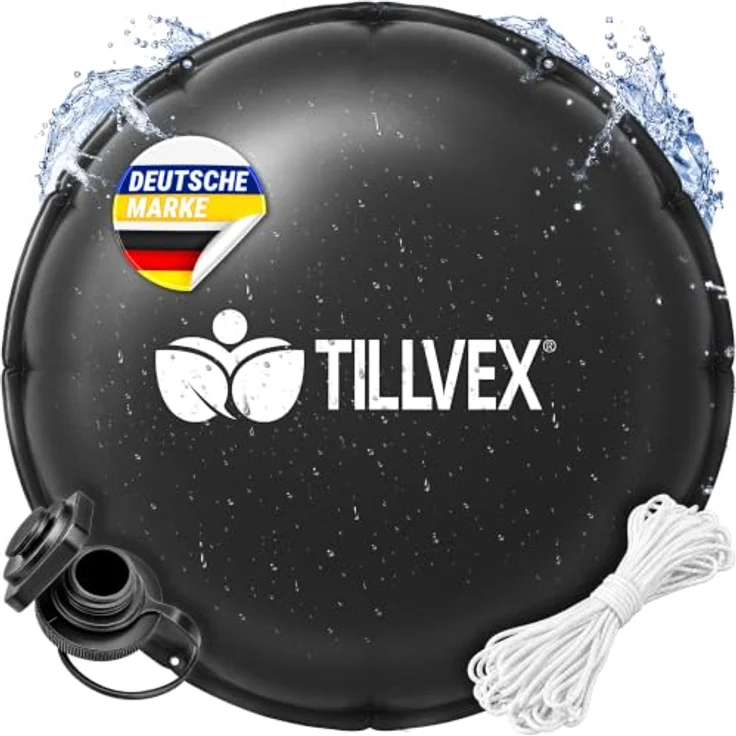 tillvex® Poolkissen Winter XXL Ø 4 m, frost- & chlorbeständig bis -20°C, mit 12m Seil & Reparaturkit, inkl. Schraubventil für Poolabdeckung – Bild 1