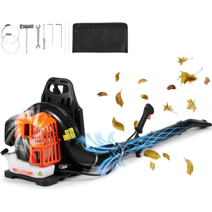 VEVOR Rucksack-Laubbläser, 52 CC 2-Takt-Benzin, 1,37 l Kraftstofftank, 480 CFM, 175 MPH, ideal für Rasenpflege und Laubreinigung – Bild 1