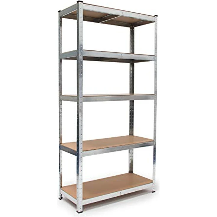Relaxdays Schwerlastregal, HxBxT: 179 x 90 x 41 cm, verzinkter Stahl, Traglast 875 kg, Stecksystem, mit Werkbank, silber – Bild 2