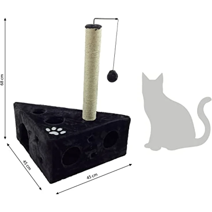 Dehner Kratzbaum Tammy, ca. 68 x 45 x 45 cm, Plüsch/Fleece/Sisal, schwarz – Bild 3