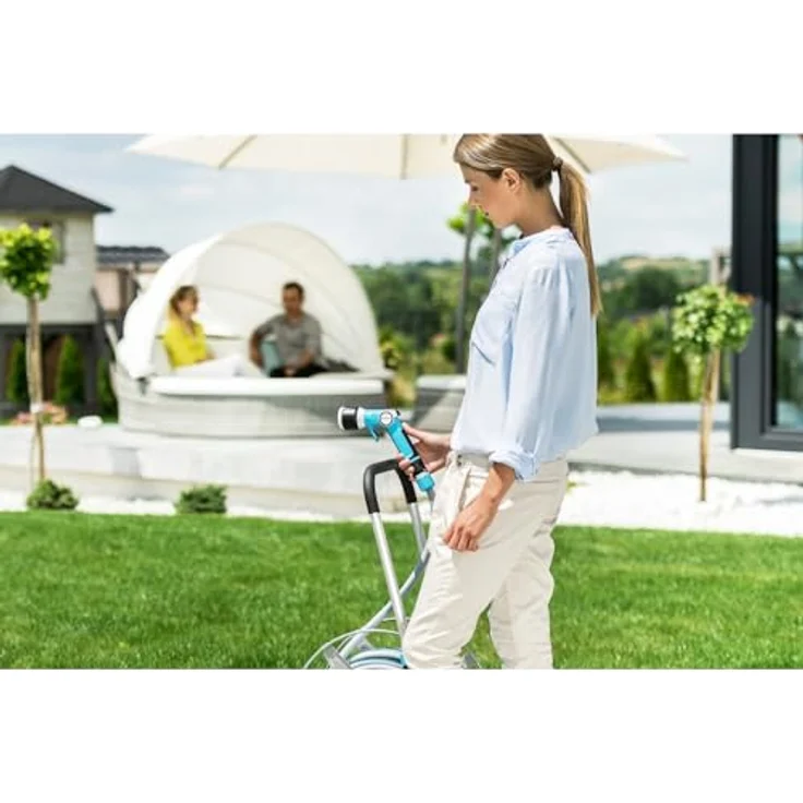 Cellfast Schlauchwagen 55-064, Ergo Garten-Set mit 20 m Multiflex Gartenschlauch 3/4'', stabiler Transportwagen mit verstelbarem Griff und Antriebsfüßen – Bild 5