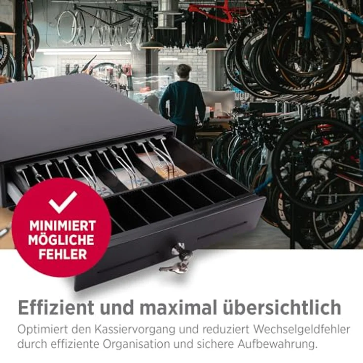 OLYMPIA OFFICE Geldkassette SD 330A, Metall Kassenschublade mit 8 Münzfächern und 4 Scheinfächern, schwarz – Bild 7