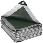 WOLTU Abdeckplane 2x3 m wasserdicht, 180g/m² PE Gewebeplane mit Ösen, Gartenplane reißfest UV-stabilisiert abwaschbar, Schutzplane für Gartenmöbel Grill Pool Zeltunterlage Trampolin, Grau-Grün