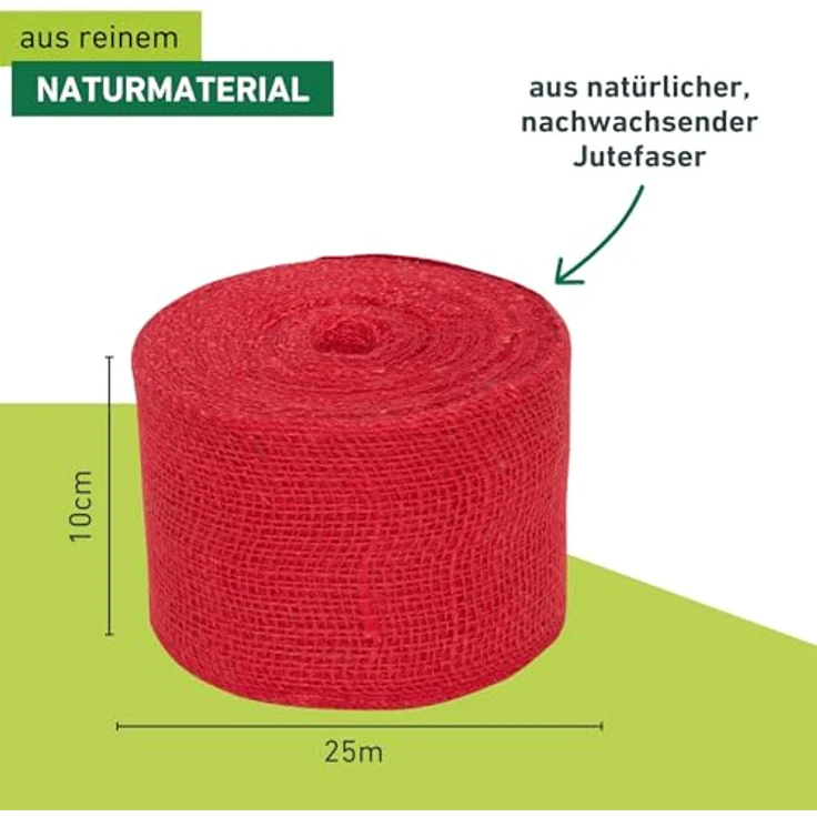 Windhager Jute-Wickelstreifen , 10 cm x 25 m, rot 05852 – Bild 4