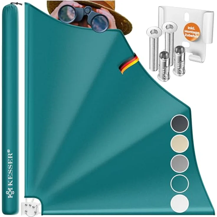 KESSER® Balkonfächer klappbar mit Wandhalterung, 140x140 cm, witterungsbeständiger Sichtschutz und Windschutz, inkl. Montagematerial – Bild 1