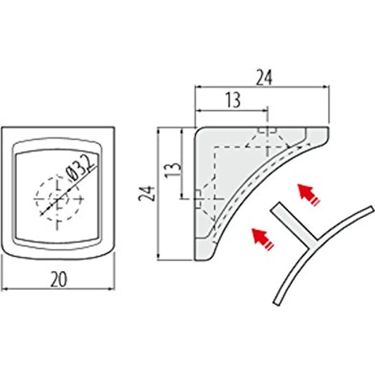 100 Stück SO-TECH® Korpusverbinder Eckverbinder Schrankverbinder Möbelverbinder Winkel für Möbel 24 x 24 x 20 mm Farbe: Weiß – Bild 2