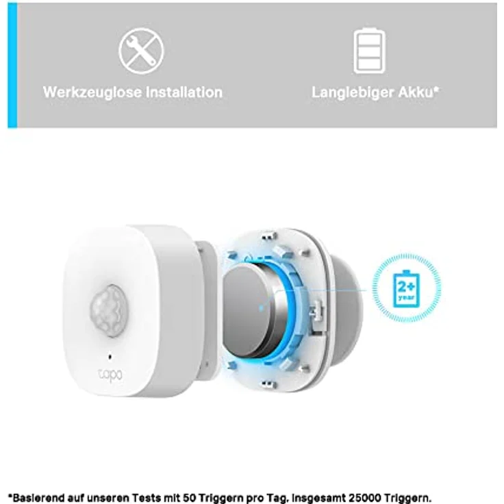 TP-Link Tapo T100 Bewegungsmelder, für Alarmanlage und Smart Home, Weitbereichserkennung, Batterielebensdauer über 1 Jahr, Tapo Smart Hub Tapo H100 Benötigt – Bild 4