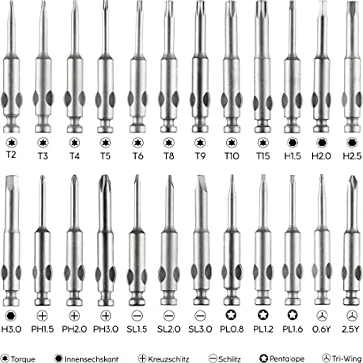 Hama Feinmechaniker Schraubendreher Set Mini (u.a. Kreuzschlitz, Schlitz, Torx Reparatur-Set magnetisch für Brille, Uhr, Laptop, Tablet, Handy, Kamera, Modellbau) Screwdriver, Werkzeugset 25-teilig – Bild 3