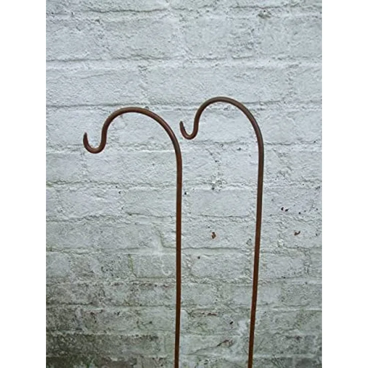 Deko-Impression 2 Stück (2er-Set) Gartenstab m. Haken, Laternenhaken, Blumen, Eisen, Rost, Braun – Bild 2