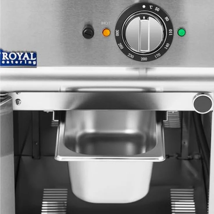 Royal Catering Elektro-Grillplatte mit Unterschrank Pro 730 Series 5,4 kW - Grillplatte aus Chromstahl, geriffelt, 40 x 70 x 90 cm, Spritzschutz, Griddleplatte – Bild 4