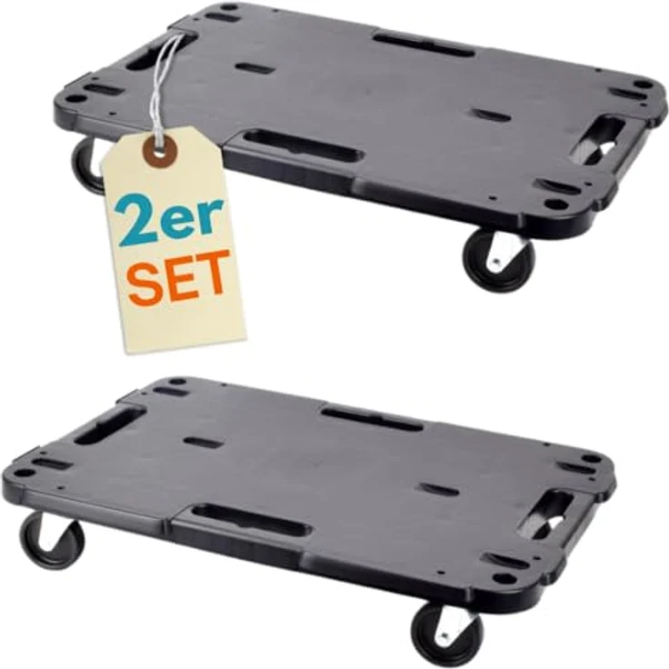 GarPet 2er Set Pflanzenroller, wetterfeste Rollbretter mit 360° drehbaren Transportrollen, klickbarem System für flexible Nutzung – Bild 1