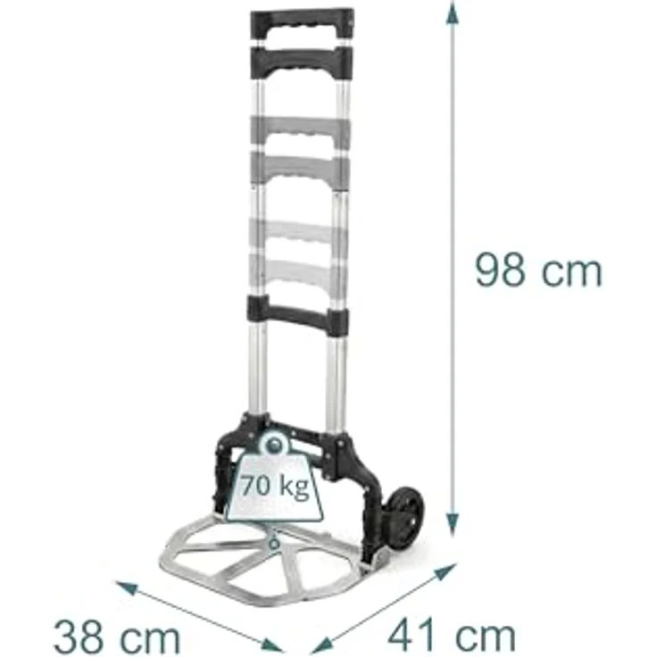 relaxdays Klappbare Sackkarre, Tragkraft bis 70 kg, Schwarz mit ergonomischem Teleskopgriff und Antirutschfläche – Bild 4