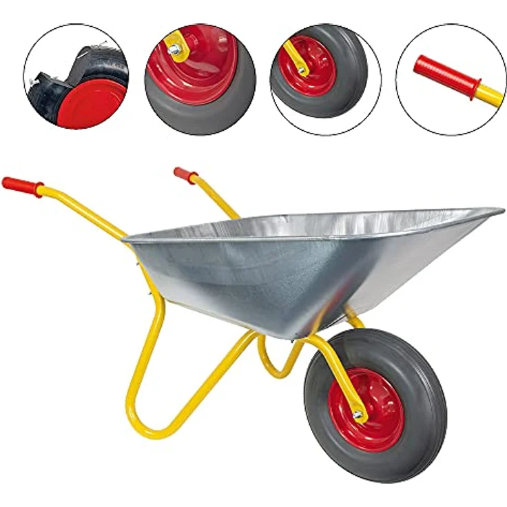 RAVENDO BD1002 PUR Schubkarre Bauschubkarre Gartenkarre 100l PU Vollgummi Rad – Bild 2