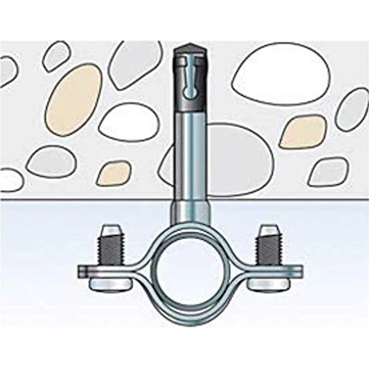 Fischer 60192 Schraubabstandsschelle AM 22, Metall-Schelle zur Befestigung von Stahlpanzerrohren und Elektrokabeln, 50 Stück – Bild 4