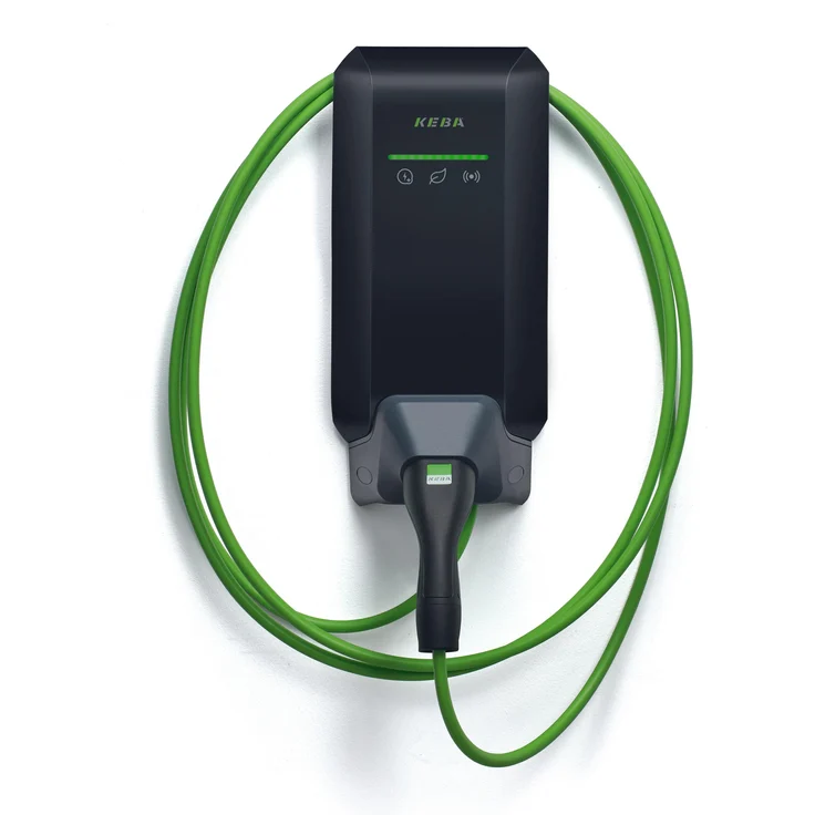 Keba Wallbox Typ 2, Elektroauto Ladestation mit 11 kW Ladeleistung, schwarz, RFID-Zugangsschutz, 6m Kabel