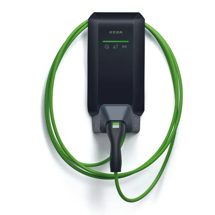 Keba Wallbox Typ 2, Elektroauto Ladestation mit 11 kW Ladeleistung, schwarz, RFID-Zugangsschutz, 6m Kabel