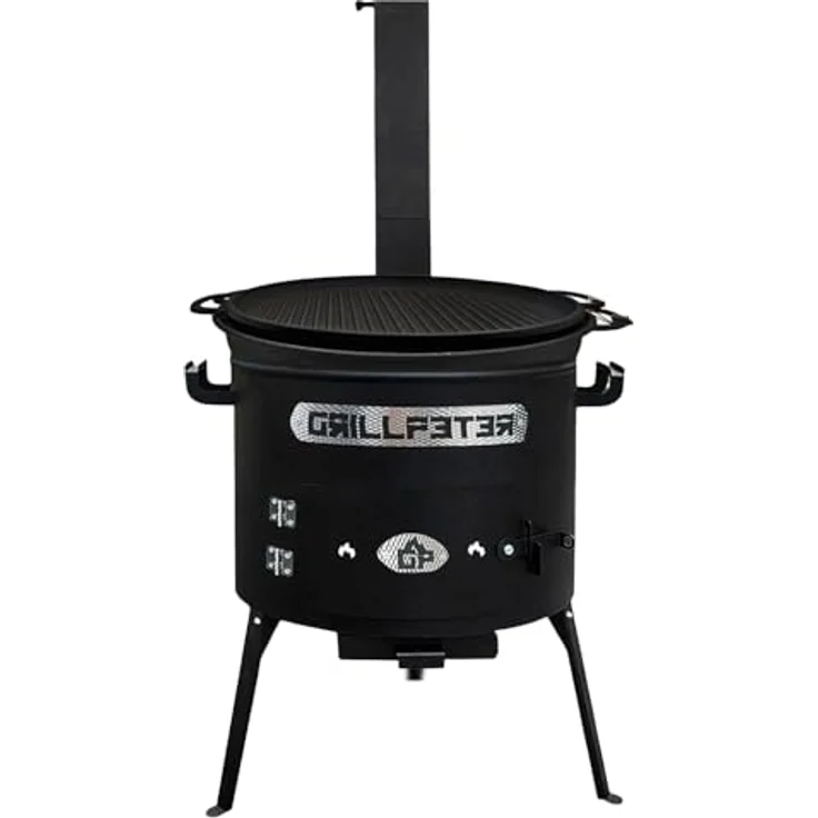 Grillpeter Utschak Asamat Ø45 cm, Holzkohlegrill mit Kazan 18L und gusseisernem Grilldeckel, Zubehör inklusive – Bild 5