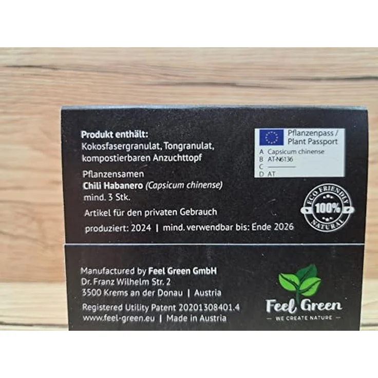 Feel Green Ecocube Chili Habanero, Anzuchtset im Holzwürfel 7.5 cm, feurig scharf, 100% eco-friendly, Made in Austria – Bild 2