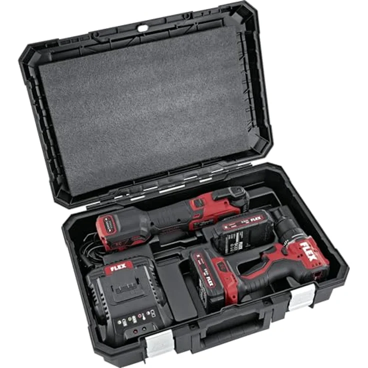 FLEX DUOpack Akku-Bohrschrauber DD LD+MT 18-ECTC/2.5 Set, 2-Gang, 18 V Lithium-Ionen, 20.000 U/min, Transportkoffer, Maße 480 x 340 x 140 mm, Gewicht 5,48 kg – Bild 2