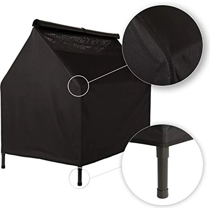 lionto Überdachte Hundeliege erhöhte Hundehütte Hundebett mit Dach, (S) 90x65x85 cm schwarz – Bild 5