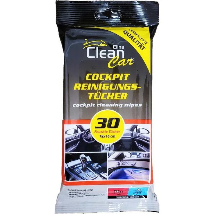 Jean Products Auto Cockpit Feuchttücher - Reinigungstücher Clean Car 30 Stück Cockpit-Reiniger – Bild 1