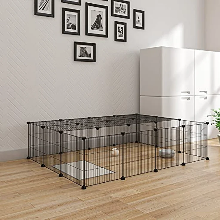 EUGAD Freigehege für Kaninchen, Meerschweinchen Gehege, BHT 147x37x111cm – Bild 2