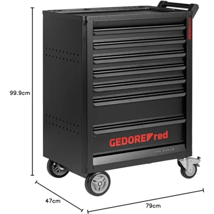 Gedore Wks.Wagen GEDMaster 7 Schubl. - Werkstattwagen mit 400 kg Tragkraft, pulverbeschichtet RAL 9005, unbestückt – Bild 2