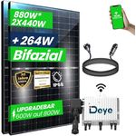CG Camper Gold CamperGold® 880W Balkonkraftwerk 800W - upgradebarer Deye Wechselrichter 600W/800W, Bifaziale Glas/Glas Solarmodule, 2er Pack - Solaranlage Komplettset in Schwarz