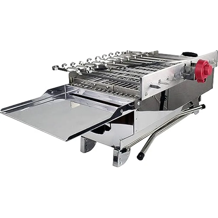Renschler Line Grillset XXL, Grillmaster Spießdreher + Motor + Powerbank + Mangal + 11 Spieße, Holzkohlegrill
