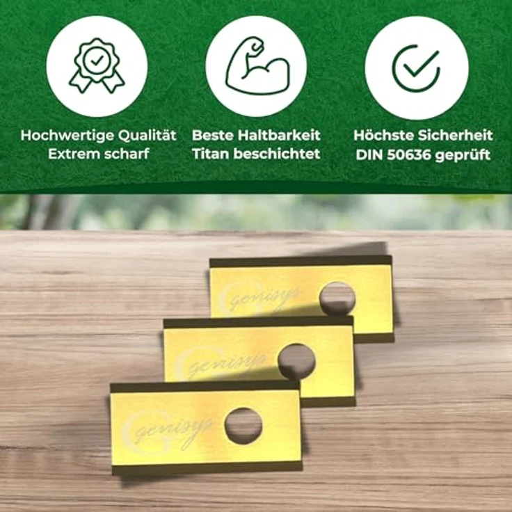 Genisys 30 Titan Ersatz Messer Klingen kompatibel für Worx Landroid (1-Loch HQ 2019 longlife 1,0 mm) + Schrauben (DIN EN 50636 geprüft) – Bild 3