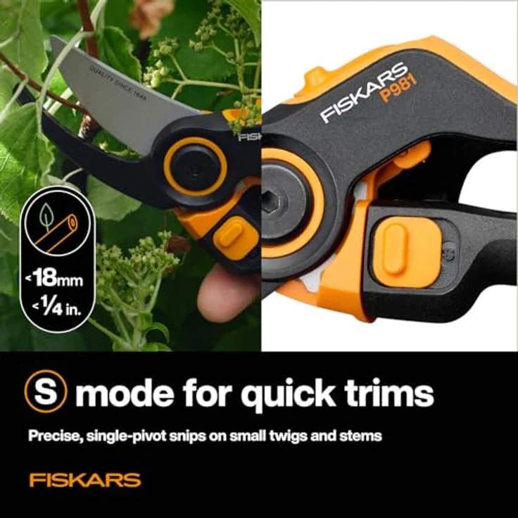 Fiskars X-series DualAction Gartenschere Bypass P981, 2-in-1 Schnittmodus für dünne und dicke Äste, ergonomischer Rollgriff, antihaftbeschichtete Stahlklingen, Schwarz/Orange, Art.-Nr.: 1080132 – Bild 3