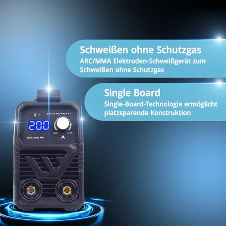 STAHLWERK ARC 200 MD, Inverter Elektrodenschweißgerät 200 A MMA E Hand Lift TIG, langlebig und leistungsstark – Bild 3