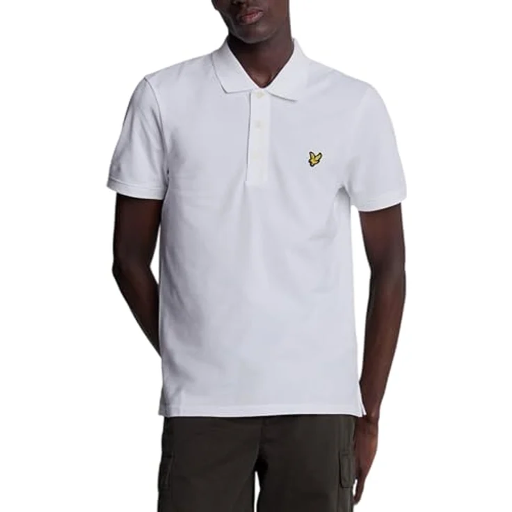 Lyle and Scott Herren Shirt Plain, Weiß, XL, klassischer Schnitt, gerippte Ärmel, Drei-Knopf-Verschluss, Logo auf der Brust – Bild 1