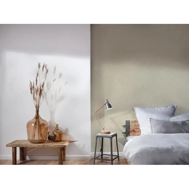 A.S. Création Smart Surfaces Einfarbige Vliestapete Textiloptik 10,05 m x 0,53 m - Grau, Grün, FSC-zertifiziert, licht- und scheuerbeständig, made in Germany - 395654 – Bild 2