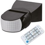 Maclean MCE241 Infrarot-Bewegungssensor Automatischer Lichtschalter mit Fernbedienung, IP65, 180 ° Grad Erfassungswinkel bis 12m, PIR-Bewegungsmelder Erfassungsbereich: 50/75/100% (Schwarz)