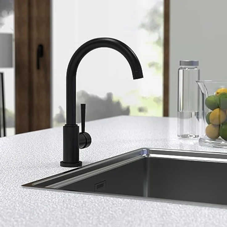 Schütte Cornwall Niederdruck Spültischarmatur, 360° schwenkbarer Wasserhahn mit Dripless-Strahlregler und Cold-Start Technik – Bild 9