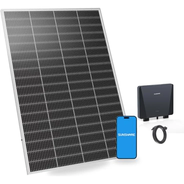 SUNSHARE Ray Lite 200W Balkonkraftwerk, N-Typ Solarmodule mit 25% Effizienz, 800W Mikro-Wechselrichter mit WIFI, Basic Kit PV Solaranlage ohne Halterung – Bild 1
