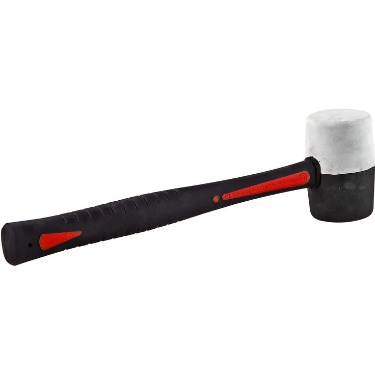 DEMA Gummihammer Gummihammer mit Fiberglasstiel GF 58, Rundes Schlagprofil, 55 mm Ø, 450 g - Blau