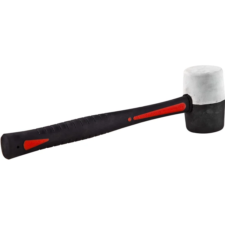 DEMA Gummihammer Gummihammer mit Fiberglasstiel GF 58, Rundes Schlagprofil, 55 mm Ø, 450 g - Blau